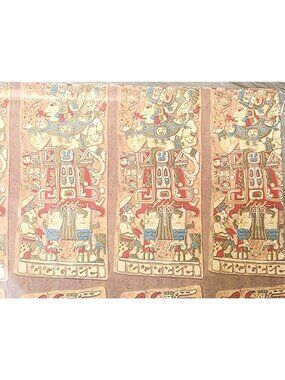 Vtg Charm Craft K'inich Janaab Mayan King Mexico Gfit Wrapping Paper Scrapbook